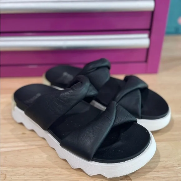 Sorel Black and White Sandals - Picture 3 of 6